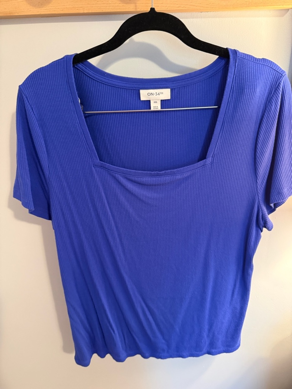 ON-3?M Royal Blue Square Neck Ribbed Tee
